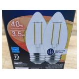 GE LIGHTING Lot of 2 Packs of- Decorative LED Light Bulbs, Soft White, Clear, Dimmable, 300 Lumens, 3.5-Watts (2 bulbs per pack)