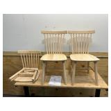 STYLEWELL Lot of 3- Windsor Unfinished Natural Pine Wood Dining Chairs