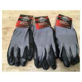 Lot of 3 - Ironton Nitrile Coated Gloves Size Large