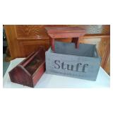 Wood Décor.  Box, Stool, Toolbox.