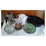 Vintage Enamelware, Copper And Cast Aluminum.
