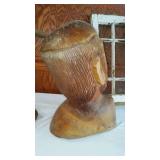 Vintage Macramé, Window, Carved Wood.