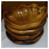 Hand Carved Monkey Pod Clam Shell Salad Bowl, Dishes.