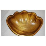 Hand Carved Monkey Pod Clam Shell Salad Bowl, Dishes.