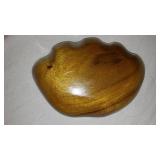 Hand Carved Monkey Pod Clam Shell Salad Bowl, Dishes.
