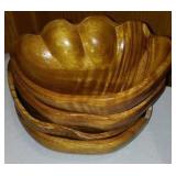 Hand Carved Monkey Pod Clam Shell Salad Bowl, Dishes.