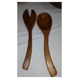 Hand Carved Monkey Pod Clam Shell Salad Bowl, Dishes.