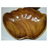 Hand Carved Monkey Pod Clam Shell Salad Bowl, Dishes.