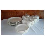 Buffalo China Dishes and Mugs in Storage Container