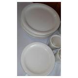 Buffalo China Dishes and Mugs in Storage Container