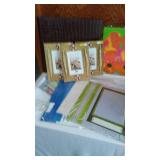 Assorted Decorative Frames, Scrapbooking Supplies, and Baskets