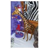 Collection of Unique Decorative Items Including Giraffes, Elephant Sculpture, and Fashion Accessories