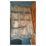 Antique Wooden Steamer Trunk with Handles and Straps