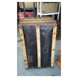 Antique Wooden Steamer Trunk with Handles and Straps