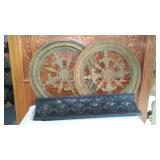 Set of 2 Vintage Decorative Wall Medallions with Black Frieze