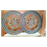 Set of 2 Vintage Decorative Wall Medallions with Black Frieze