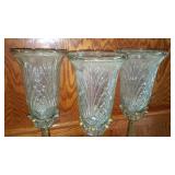 Set of 3 Vintage Glass and Brass Colored Table Lamps