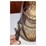 Set of 3 Vintage Glass and Brass Colored Table Lamps