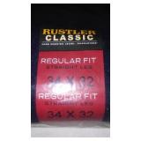 NEW Rustler Classic Regular Fit Straight Leg Jeans - Size 34 x 32 L