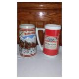 Collection Beer Glasses and Mugs Including Budweiser, Coors and Miller Lite and More