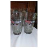 Collection Beer Glasses and Mugs Including Budweiser, Coors and Miller Lite and More