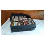 Collection of Vintage Music Cassette Tapes in Carry Case
