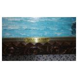 Collection of 3 Framed Artworks: Waterfall Scene by Whitman, Parisian Promenade, and Floral Landscape