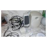 Lot of Electronics Including Speakers, USB Microphone, MP3 Player, and Accessories