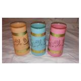 Vintage Siesta Ware Tiki Mugs with Wood Outrigger Canoe Carrier.