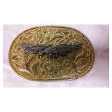 Ornate Eagle Design Belt Buckle with Floral Pattern