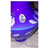 Fenton Art Glass 1999 Hand painted Cobalt Overlay Pitcher with Floral Design