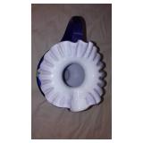 Fenton Art Glass 1999 Hand painted Cobalt Overlay Pitcher with Floral Design