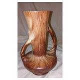 Pair of Vintage Rocky Mountain Pottery Romco Faux Wood Grain Handcrafted Ceramics Vases with Green Interiors