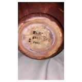 Pair of Vintage Rocky Mountain Pottery Romco Faux Wood Grain Handcrafted Ceramics Vases with Green Interiors