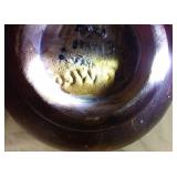 Pair of Vintage Rocky Mountain Pottery Romco Faux Wood Grain Handcrafted Ceramics Vases with Green Interiors