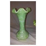 Set of 2 Vintage Shawnee Pottery Green Ruffled Edge