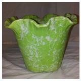 Set of 2 Vintage Shawnee Pottery Green Ruffled Edge