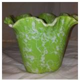 Set of 2 Vintage Shawnee Pottery Green Ruffled Edge