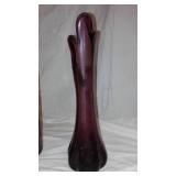 Collection of 5 Purple Glass Decor Items Including Vases and Dish