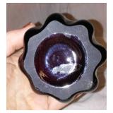 Collection of 5 Purple Glass Decor Items Including Vases and Dish