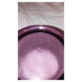 Collection of 5 Purple Glass Decor Items Including Vases and Dish