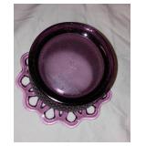 Collection of 5 Purple Glass Decor Items Including Vases and Dish