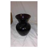 Collection of 5 Purple Glass Decor Items Including Vases and Dish