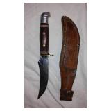Vintage Hunting Knife with Leather Sheath by Western
