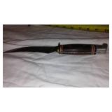 Vintage Hunting Knife with Leather Sheath by Western