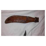Vintage Hunting Knife with Leather Sheath by Western