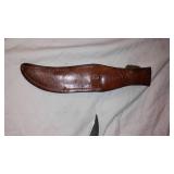 Vintage Hunting Knife with Leather Sheath by Western
