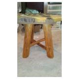Wood Carved Sun Fish Stool.