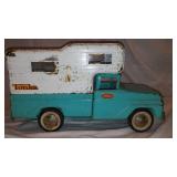 Vintage 1960s Turquoise Tonka Camper Pickup Truck.