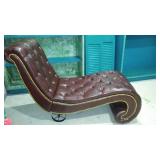 Faux Leather Button Tufted Chaise Lounge Chair